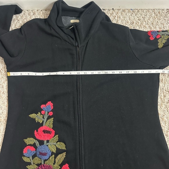 Anthropologie Caite black embroidered knee length full zip boho jacket XL - Picture 9 of 9